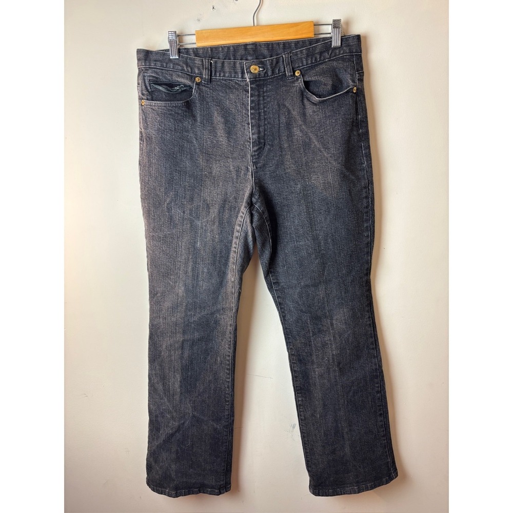 Womens 14 Lauren Jeans Co. Straight Jeans Washed Black Denim Stretch